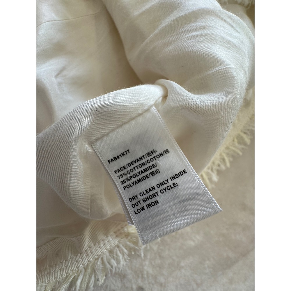 Lafayette 148 New York Harlow Tweed Jacket White Fringe Zip Size 12 - Picture 11 of 12